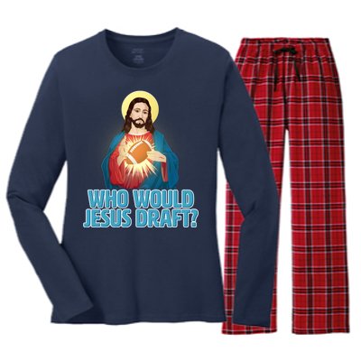 Who Would Jesus Draft1 Women's Long Sleeve Flannel Pajama Set 