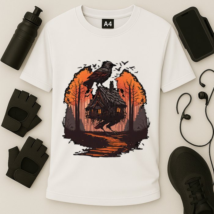 Walking House On Chicken Legs Slavic Folklore Baba Yaga Cooling Performance Crew T-Shirt