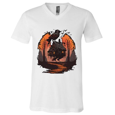 Walking House On Chicken Legs Slavic Folklore Baba Yaga V-Neck T-Shirt
