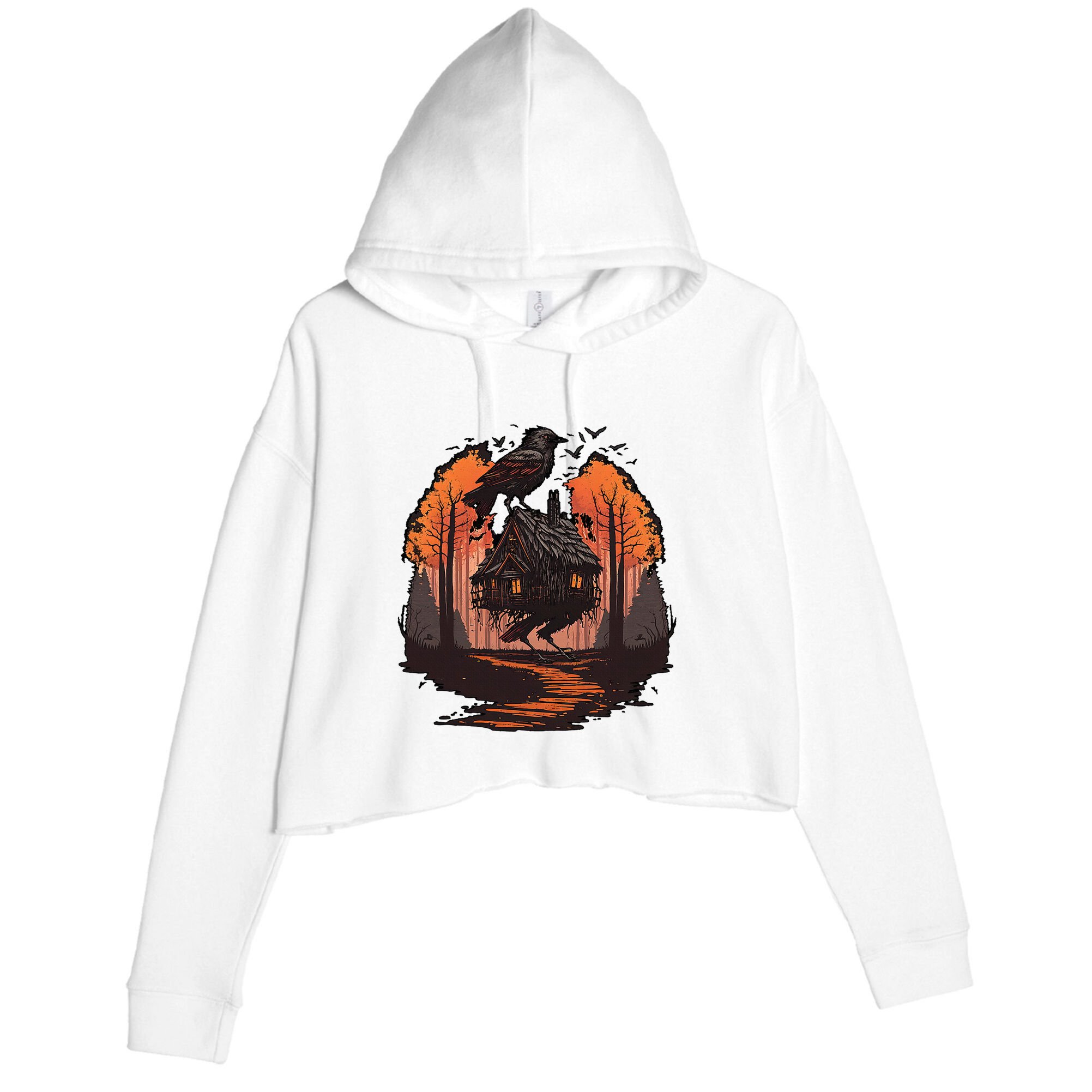 Walking House On Chicken Legs Slavic Folklore Baba Yaga Crop Fleece Hoodie