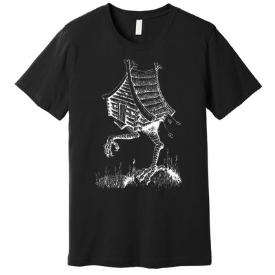 Walking House On Chicken Legs Slavic Folklore Baba Yaga Art Premium T-Shirt