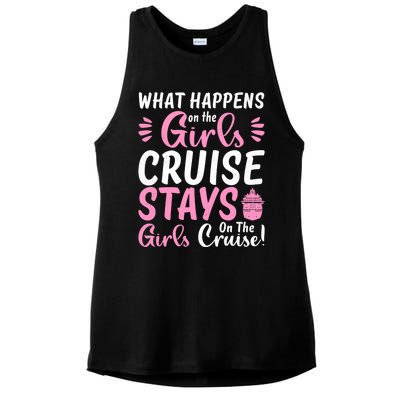 What Happens On The Cruise Stays On The Cruise Weekend Gift Ladies PosiCharge Tri-Blend Wicking Tank