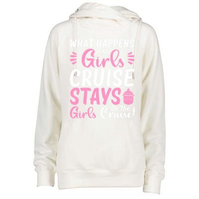 What Happens On The Cruise Stays On The Cruise Weekend Gift Womens Funnel Neck Pullover Hood