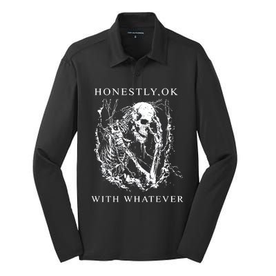 Waveygoodsco Honestly Ok With Whatever Silk Touch Performance Long Sleeve Polo