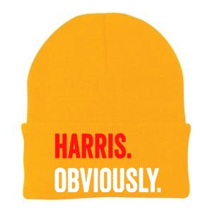 Women Harris Obviously A Vote For Kamala Harris 2024 President Gift Knit Cap Winter Beanie