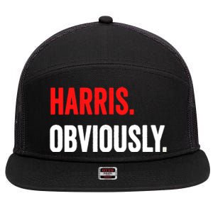 Women Harris Obviously A Vote For Kamala Harris 2024 President Gift 7 Panel Mesh Trucker Snapback Hat