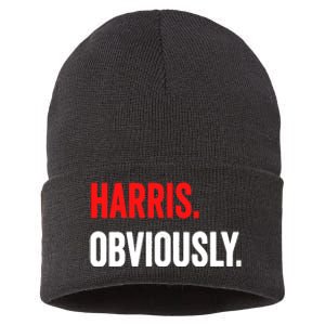 Women Harris Obviously A Vote For Kamala Harris 2024 President Gift Sustainable Knit Beanie