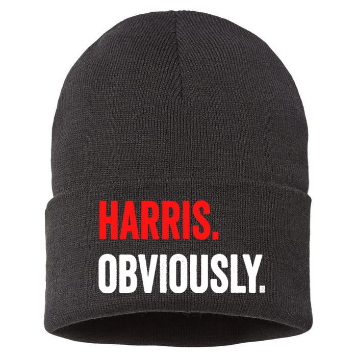 Women Harris Obviously A Vote For Kamala Harris 2024 President Gift Sustainable Knit Beanie