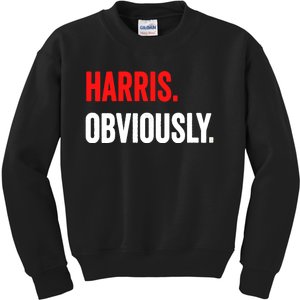 Women Harris Obviously A Vote For Kamala Harris 2024 President Gift Kids Sweatshirt