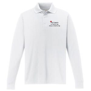 What Happens On Santa's Lap,stays On Santa's Lap. Performance Long Sleeve Polo