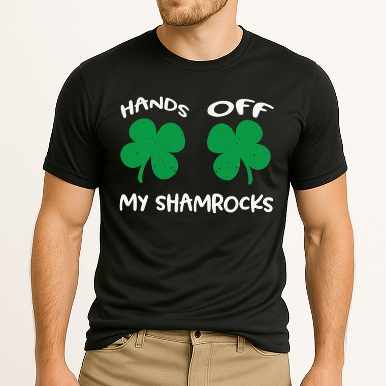 Womens Hands OFF My Shamrocks St. Patrick's Day Celebration Performance Shirt