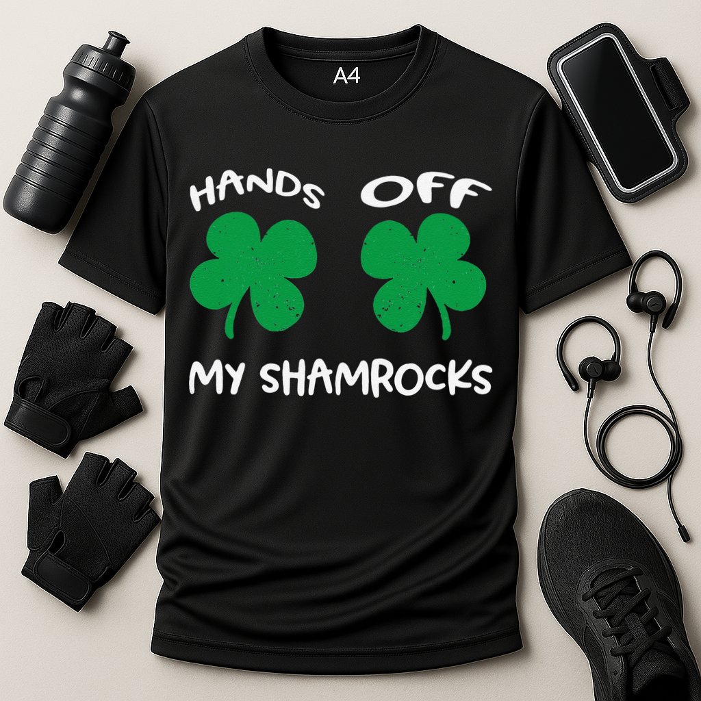 Womens Hands OFF My Shamrocks St. Patrick's Day Celebration Performance Shirt
