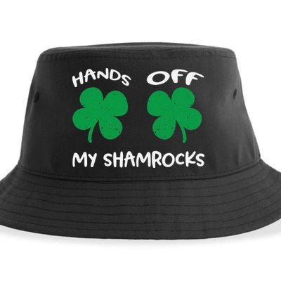 Womens Hands OFF My Shamrocks St. Patrick's Day Celebration Sustainable Bucket Hat
