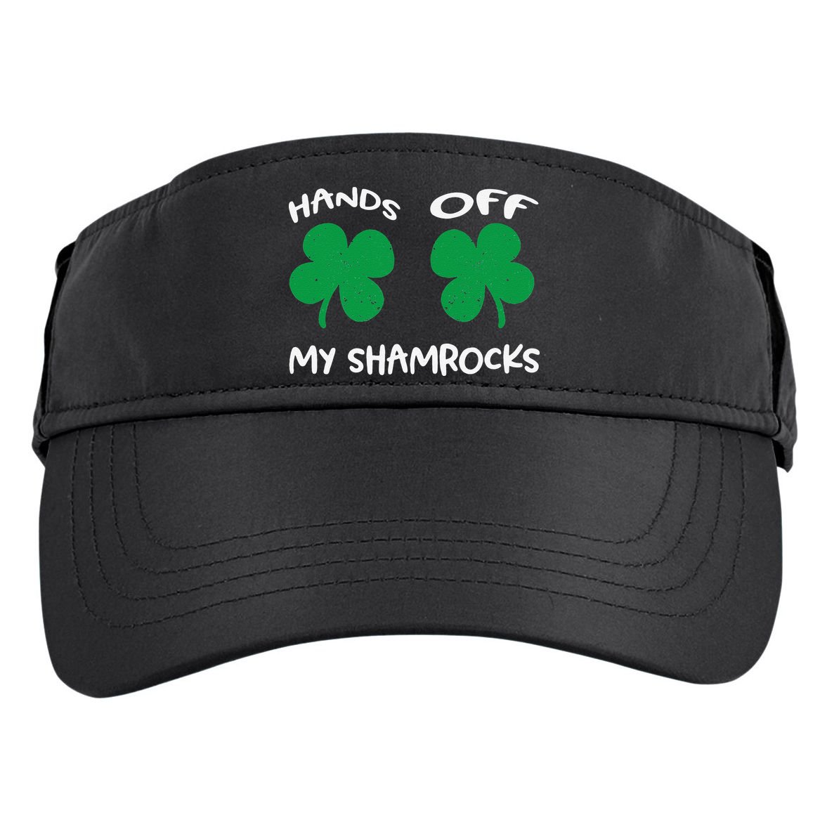 Womens Hands OFF My Shamrocks St. Patrick's Day Celebration Adult Drive Performance Visor