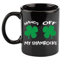 Womens Hands OFF My Shamrocks St. Patrick's Day Celebration 11oz C Handle Ceramic Mug