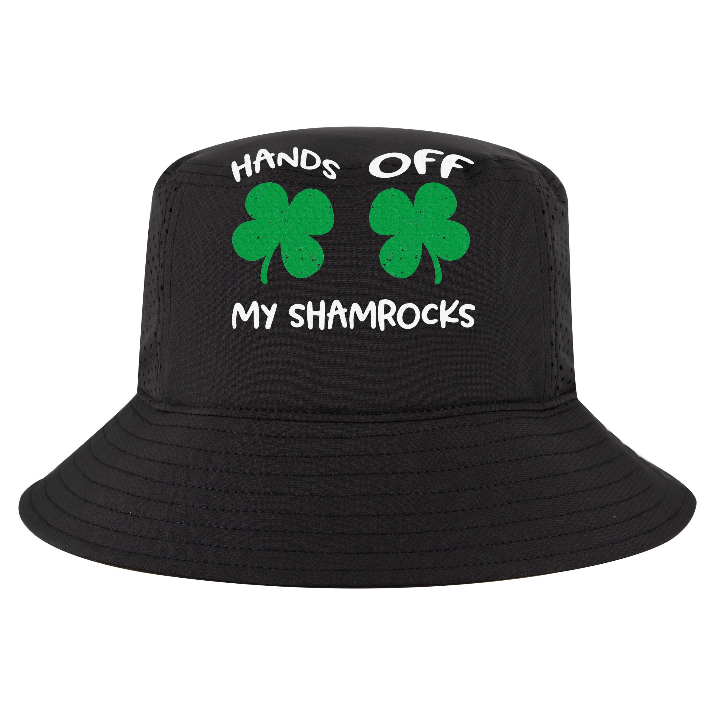 Womens Hands OFF My Shamrocks St. Patrick's Day Celebration Cropped Pullover Crew