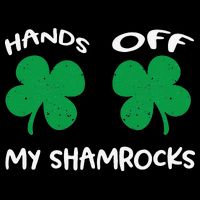 Womens Hands OFF My Shamrocks St. Patrick's Day Celebration Cropped Pullover Crew