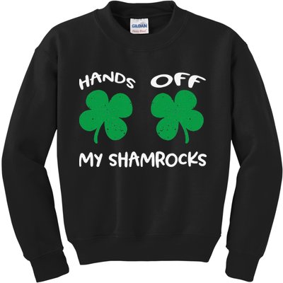 Womens Hands OFF My Shamrocks St. Patrick's Day Celebration Kids Sweatshirt