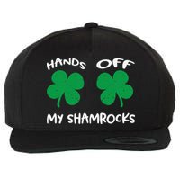Womens Hands OFF My Shamrocks St. Patrick's Day Celebration Wool Snapback Cap