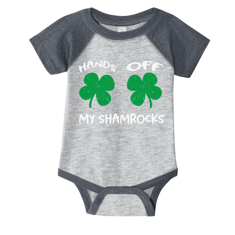 Womens Hands OFF My Shamrocks St. Patrick's Day Celebration Infant Baby Jersey Bodysuit