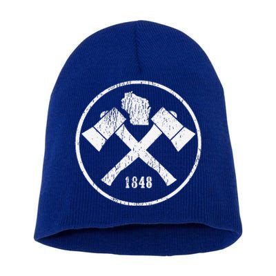 Wisconsin Hiking Outdoors Axe Established 1848 Short Acrylic Beanie