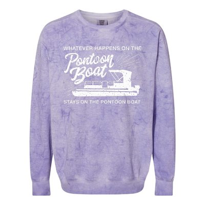 What Happens On The Pontoon Boat Captain Colorblast Crewneck Sweatshirt