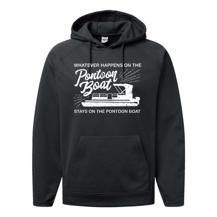 What Happens On The Pontoon Boat Captain Performance Fleece Hoodie