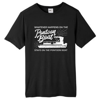 What Happens On The Pontoon Boat Captain Tall Fusion ChromaSoft Performance T-Shirt