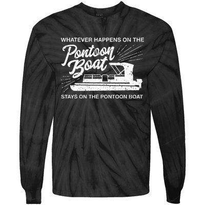 What Happens On The Pontoon Boat Captain Tie-Dye Long Sleeve Shirt