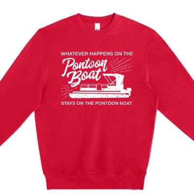 What Happens On The Pontoon Boat Captain Premium Crewneck Sweatshirt