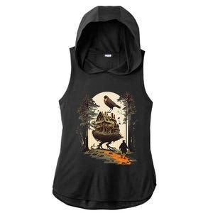 Walking House On Chicken Legs Slavic Folklore Baba Yaga Art Ladies PosiCharge Tri-Blend Wicking Draft Hoodie Tank