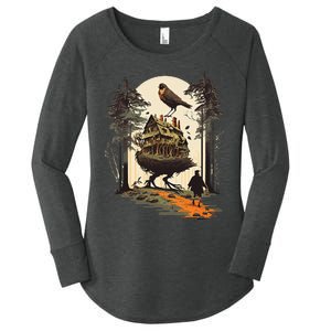 Walking House On Chicken Legs Slavic Folklore Baba Yaga Art Women's Perfect Tri Tunic Long Sleeve Shirt