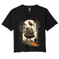 Walking House On Chicken Legs Slavic Folklore Baba Yaga Art Women's Crop Top Tee