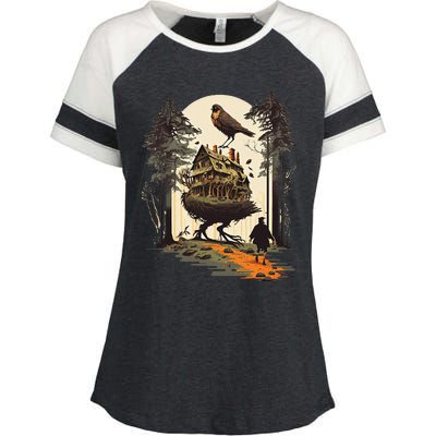 Walking House On Chicken Legs Slavic Folklore Baba Yaga Art Enza Ladies Jersey Colorblock Tee