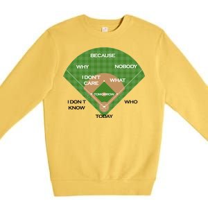 Who's on First Baseball Diamond Fielding Card Premium Crewneck Sweatshirt