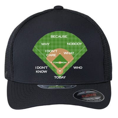 Who's on First Baseball Diamond Fielding Card Flexfit Unipanel Trucker Cap