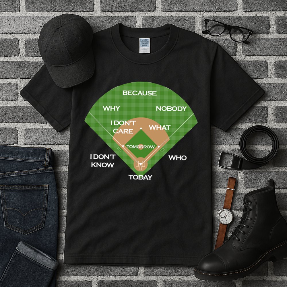 Who's on First Baseball Diamond Fielding Card Tall T-Shirt