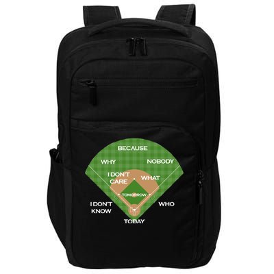 Who's on First Baseball Diamond Fielding Card Impact Tech Backpack