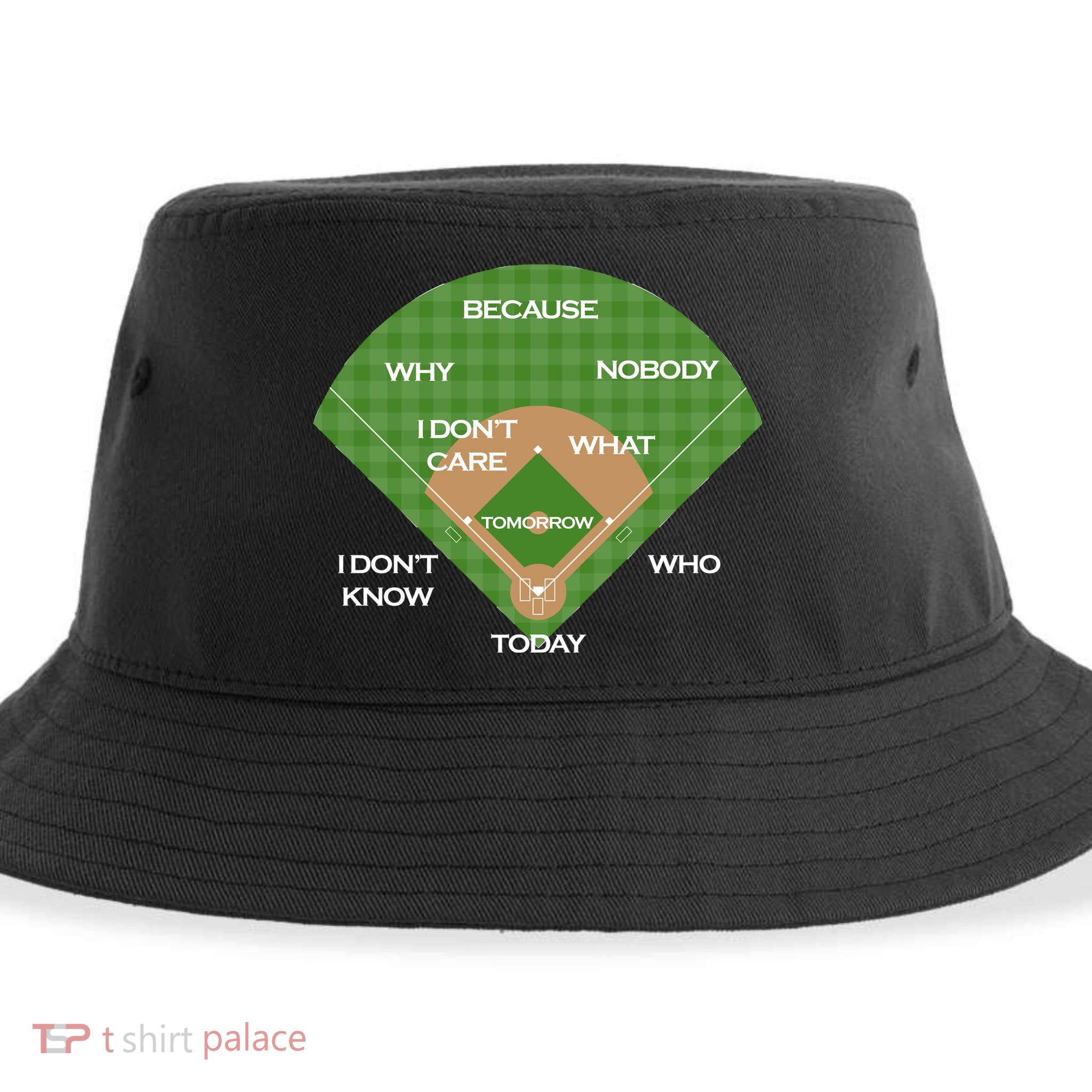 Who's on First Baseball Diamond Fielding Card Sustainable Bucket Hat