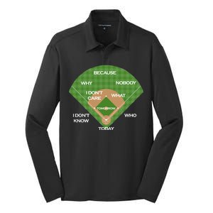 Who's on First Baseball Diamond Fielding Card Silk Touch Performance Long Sleeve Polo