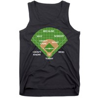 Who's on First Baseball Diamond Fielding Card Tank Top