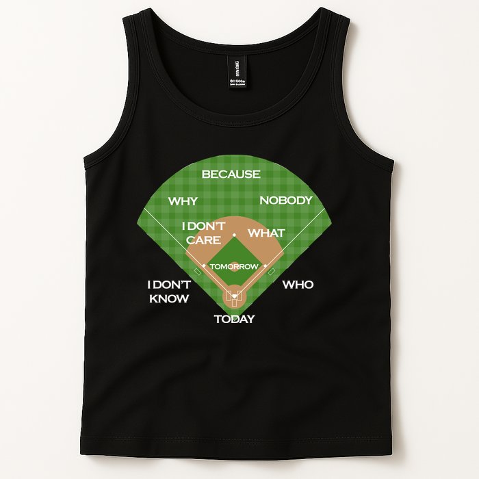 Who's on First Baseball Diamond Fielding Card Tank Top