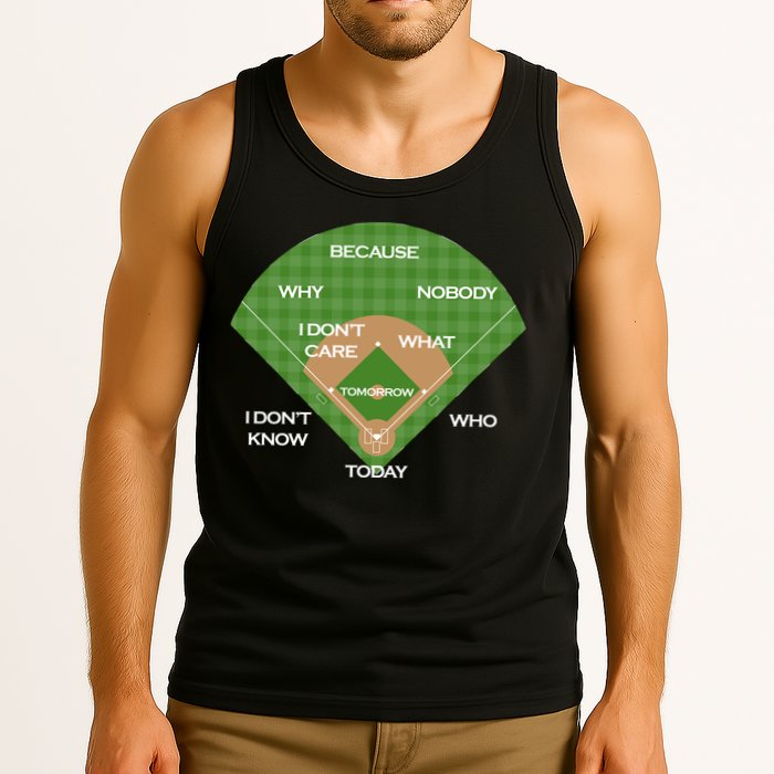 Who's on First Baseball Diamond Fielding Card Tank Top