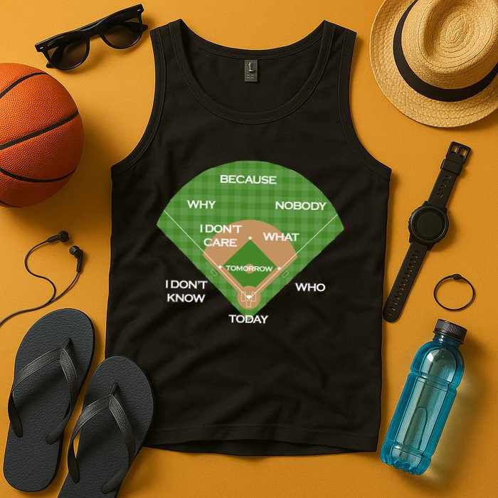 Who's on First Baseball Diamond Fielding Card Tank Top