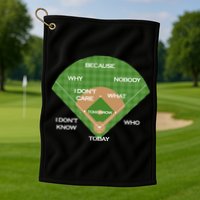 Who's on First Baseball Diamond Fielding Card Golf Towel