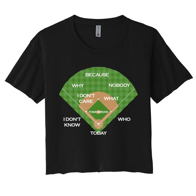 Who's on First Baseball Diamond Fielding Card Crop Top