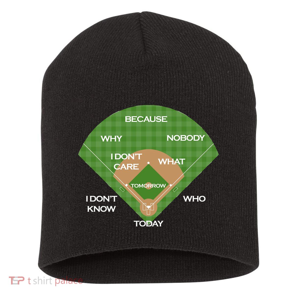 Who's on First Baseball Diamond Fielding Card Short Acrylic Beanie