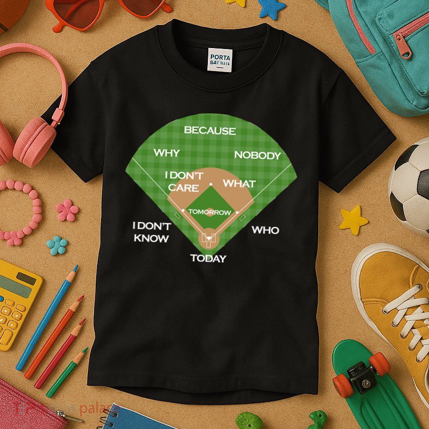 Who's on First Baseball Diamond Fielding Card Kids T-Shirt