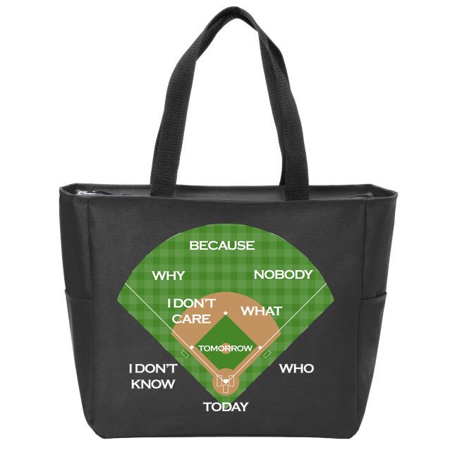 Who's on First Baseball Diamond Fielding Card Zip Tote Bag