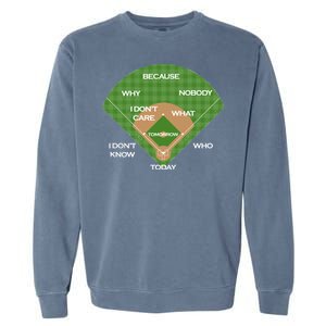 Who's on First Baseball Diamond Fielding Card Garment-Dyed Sweatshirt